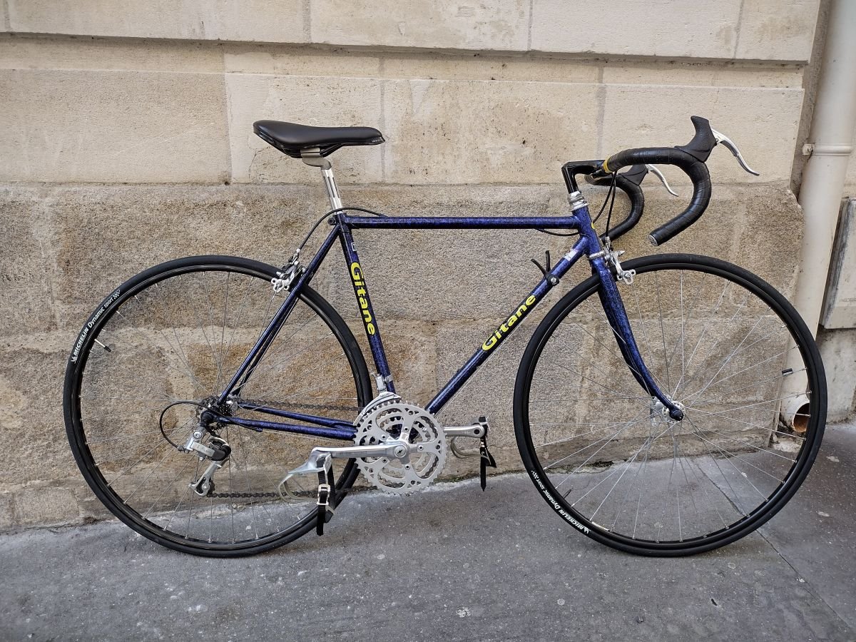 Ancien vélo course gitane bleu